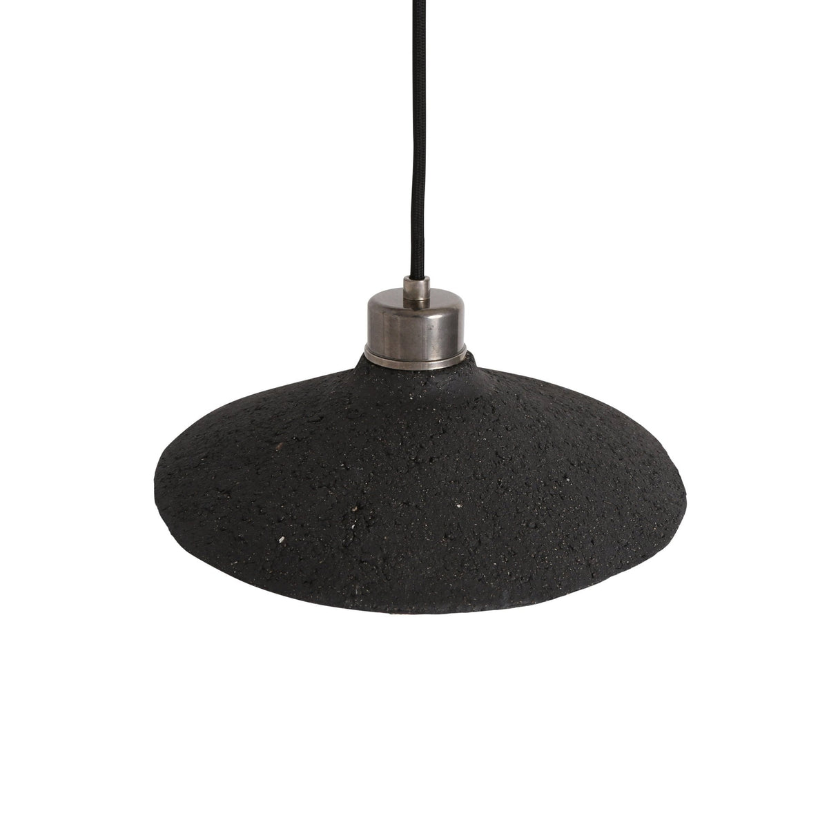 Pyrus Black Clay Pendant with Antique Brass Accents