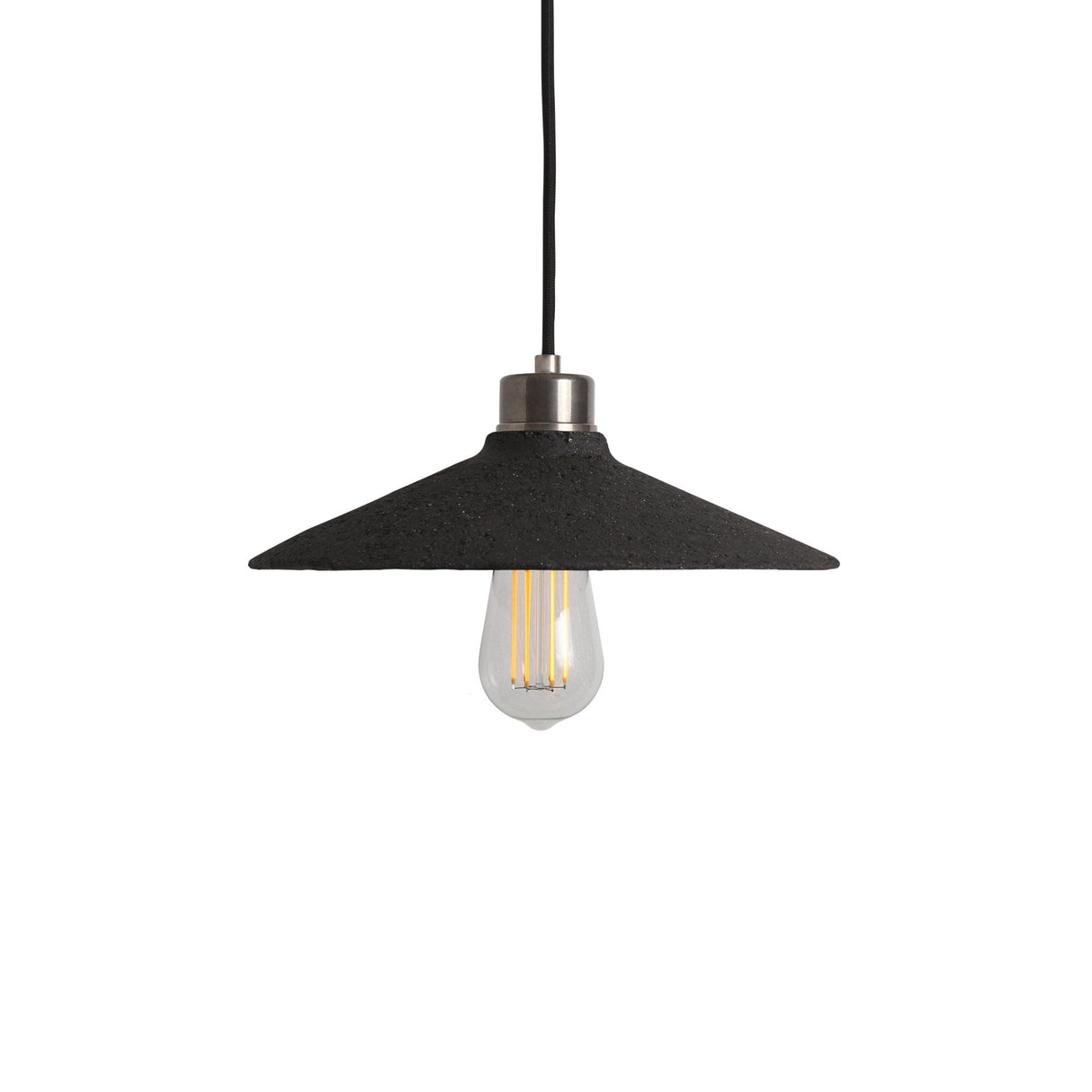 Pyrus Black Clay Pendant with Antique Brass Accents