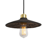 Pyrus Black Clay Pendant with Antique Brass Accents