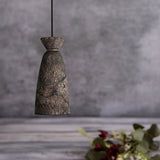 Pando Pendant - Crackled Black Clay with Antique Brass