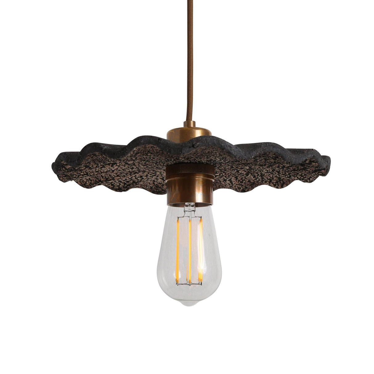 Kapok Pendant Light - Black Clay with Antique Brass Finish