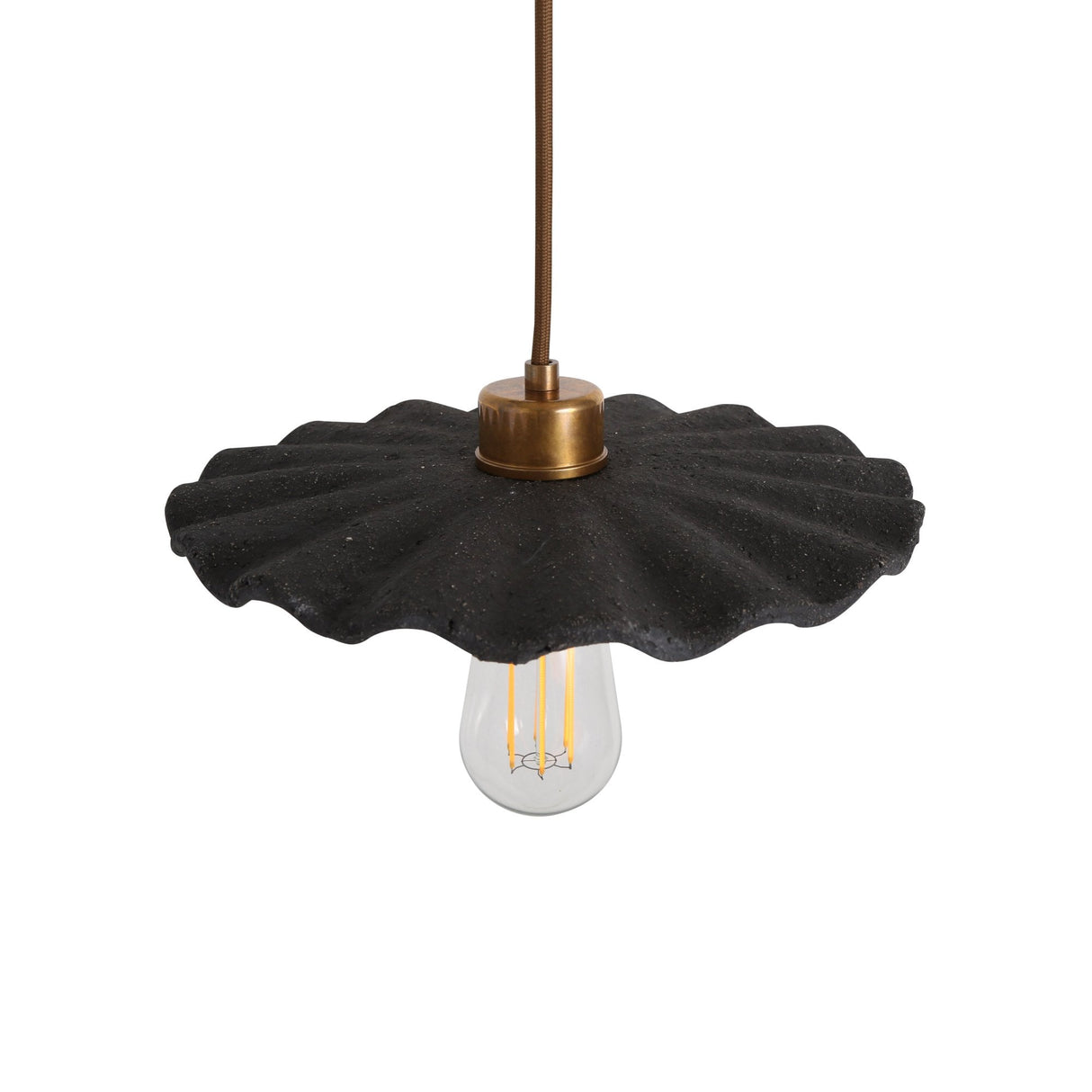 Kapok Pendant Light - Black Clay with Antique Brass Finish