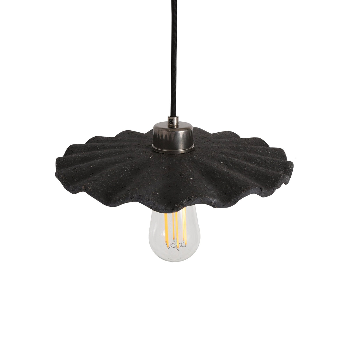 Kapok Pendant Light - Black Clay with Antique Brass Finish