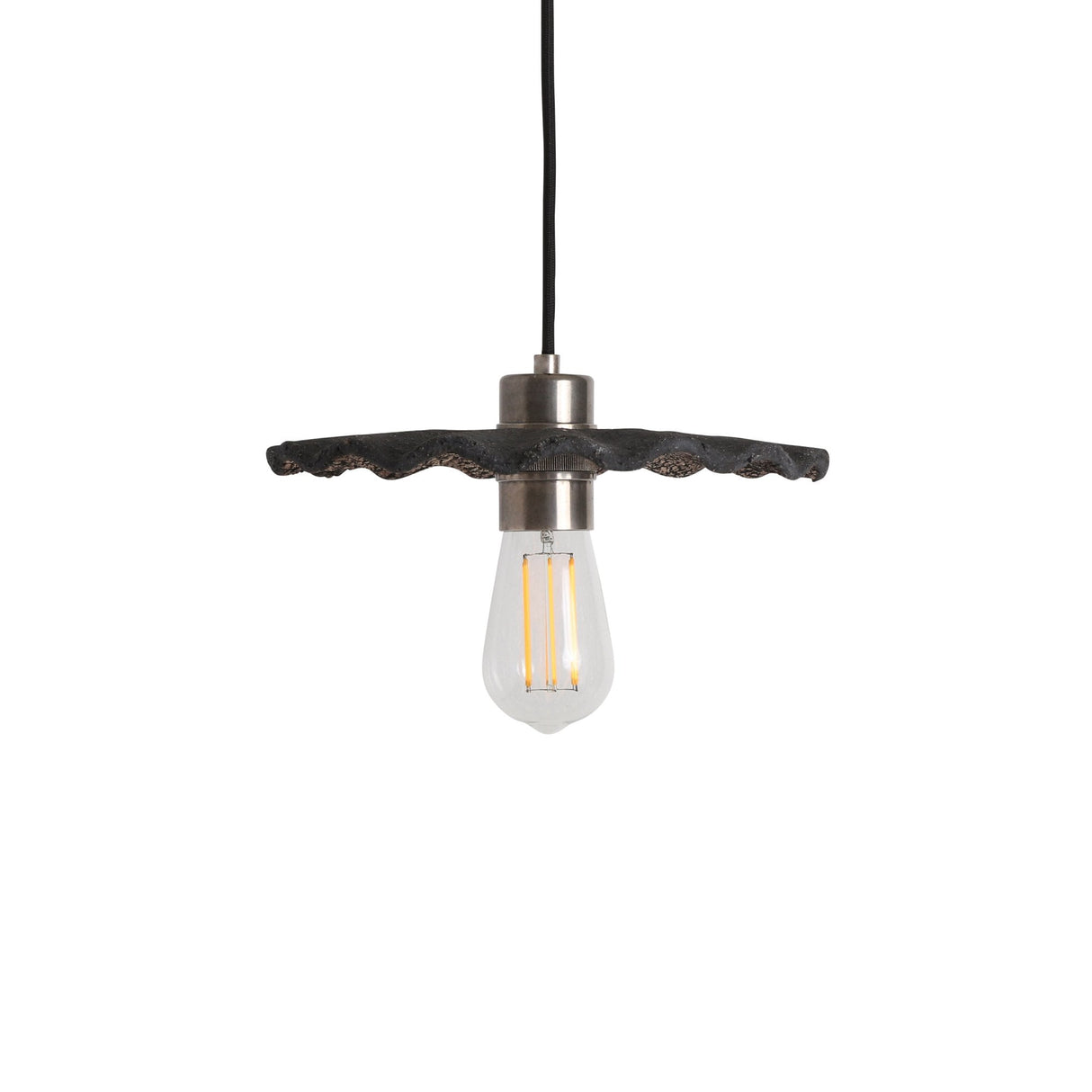 Kapok Pendant Light - Black Clay with Antique Brass Finish