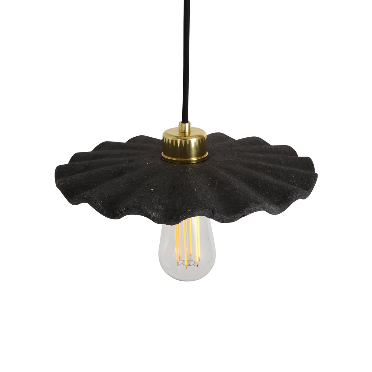 Kapok Pendant Light - Black Clay with Antique Brass Finish