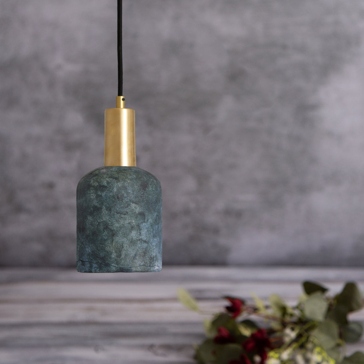 Osier Pendant - Serene Azure, Antique Brass