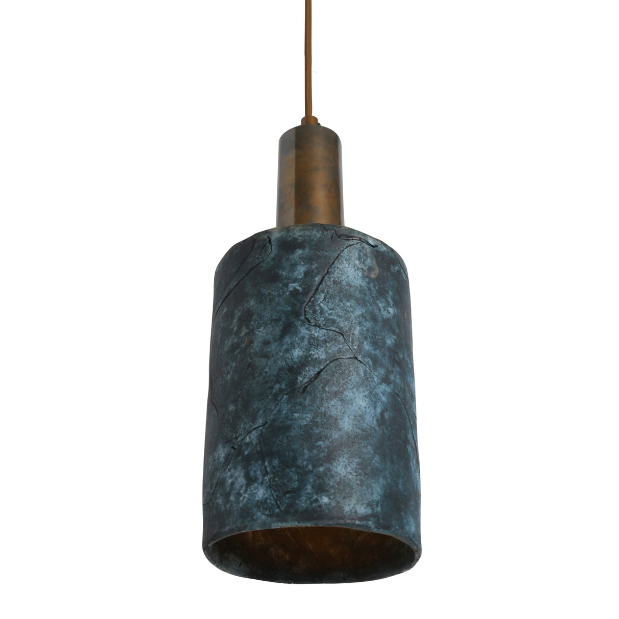 Senna Pendant - Rustic Blue Earth in Antique Brass