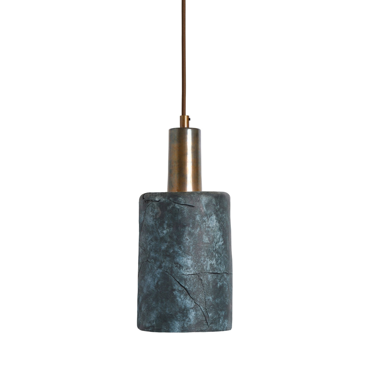 Senna Pendant - Rustic Blue Earth in Antique Brass