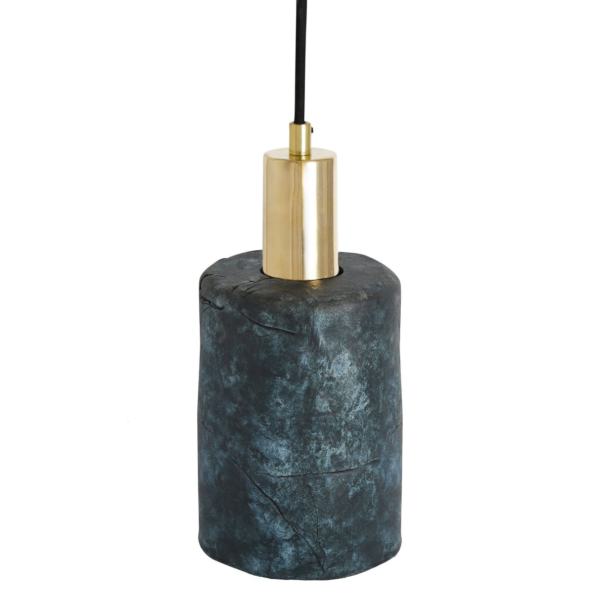 Senna Pendant - Rustic Blue Earth in Antique Brass