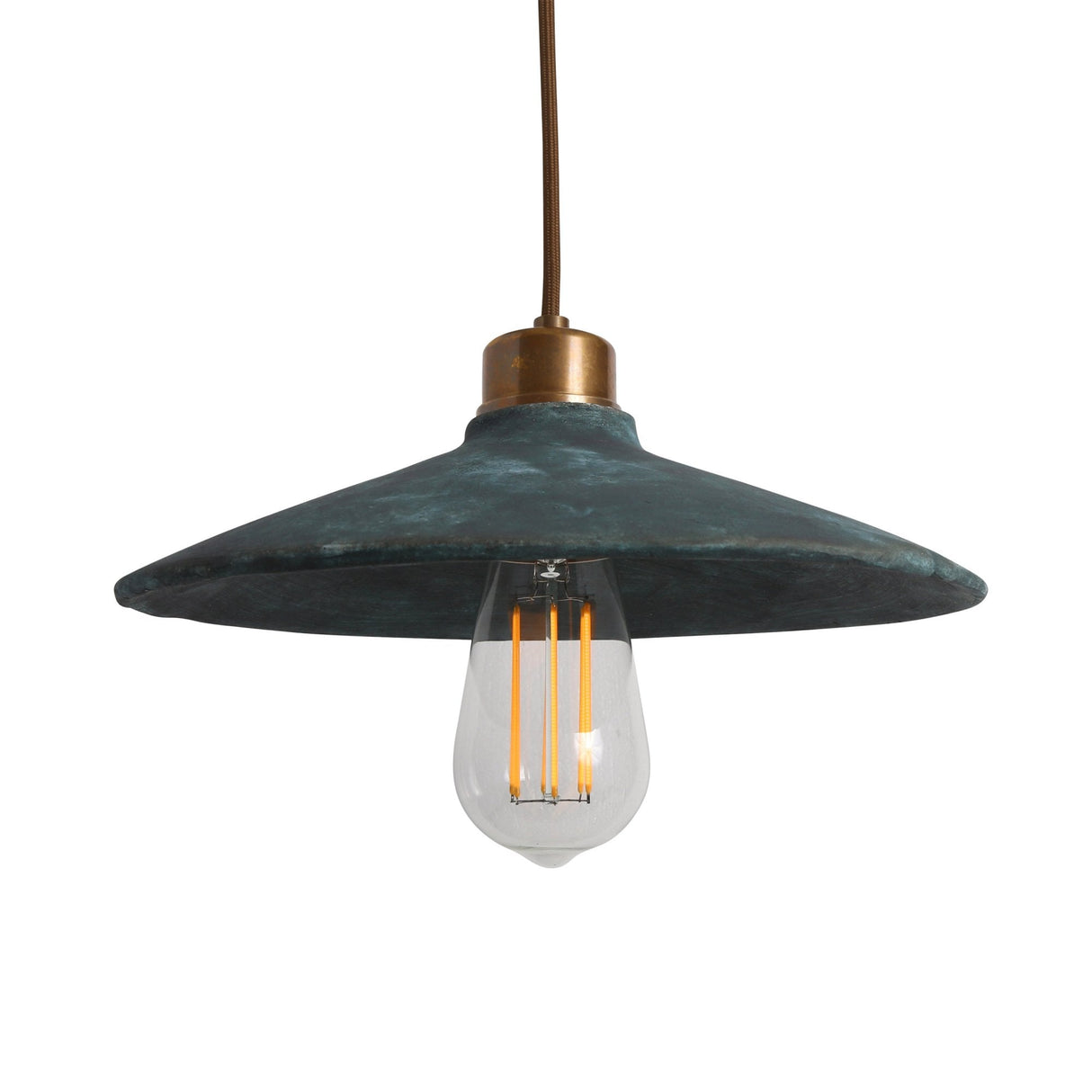 Pyrus Blue Earth Pendant Light in Antique Brass Finish