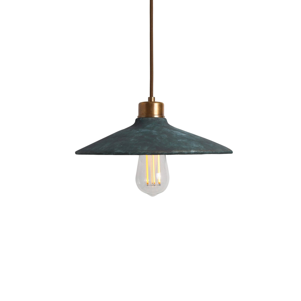 Pyrus Blue Earth Pendant Light in Antique Brass Finish