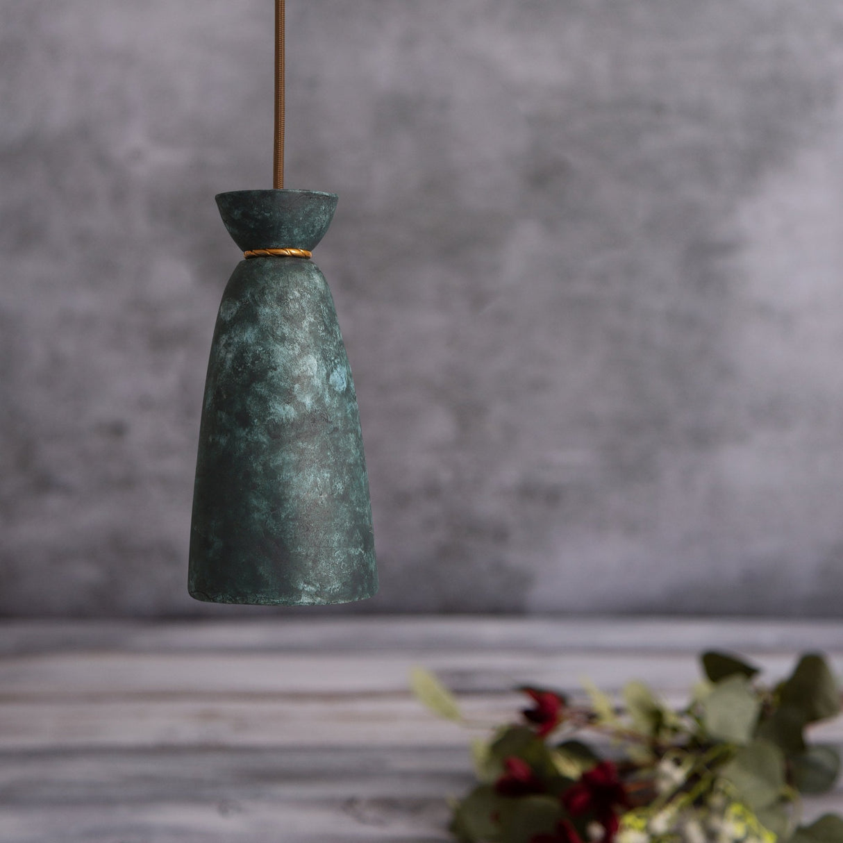 Pando Pendant Light - Oceanic Blue and Antique Brass Finish