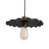 Kapok Pendant Light - Blue Earth Finish with Antique Brass Details
