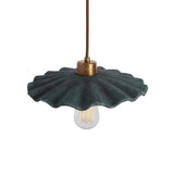 Kapok Pendant Light - Blue Earth Finish with Antique Brass Details