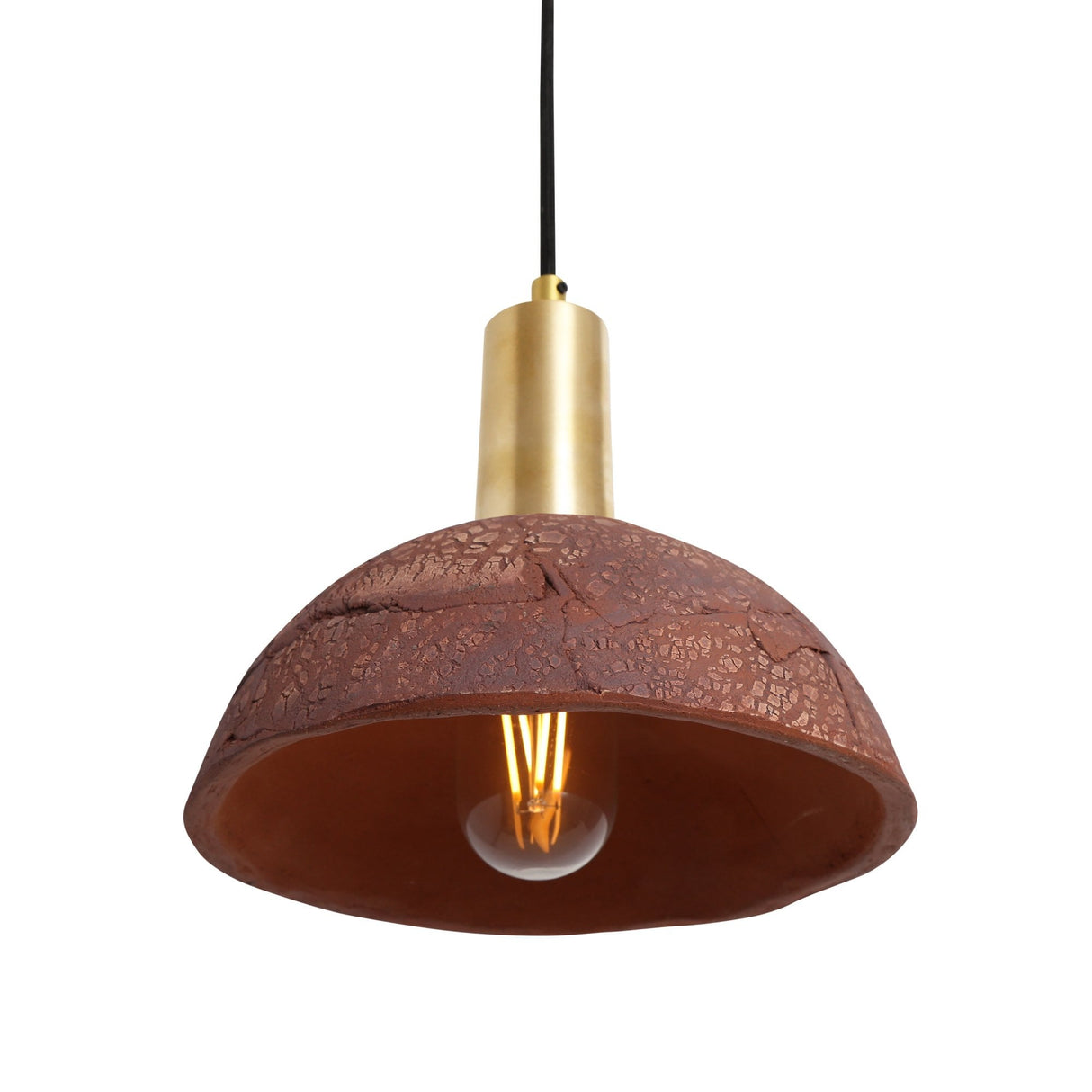 Rustic Kauri Pendant with Red Iron and Antique Brass Finish