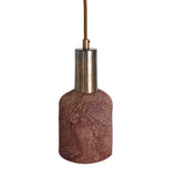 Rustic Ruby Ceramic Pendant Light - Red Iron & Antique Brass