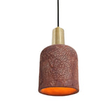 Rustic Ruby Ceramic Pendant Light - Red Iron & Antique Brass