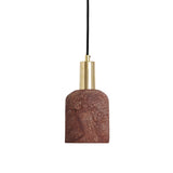 Rustic Ruby Ceramic Pendant Light - Red Iron & Antique Brass