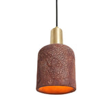 Rustic Ruby Ceramic Pendant Light - Red Iron & Antique Brass