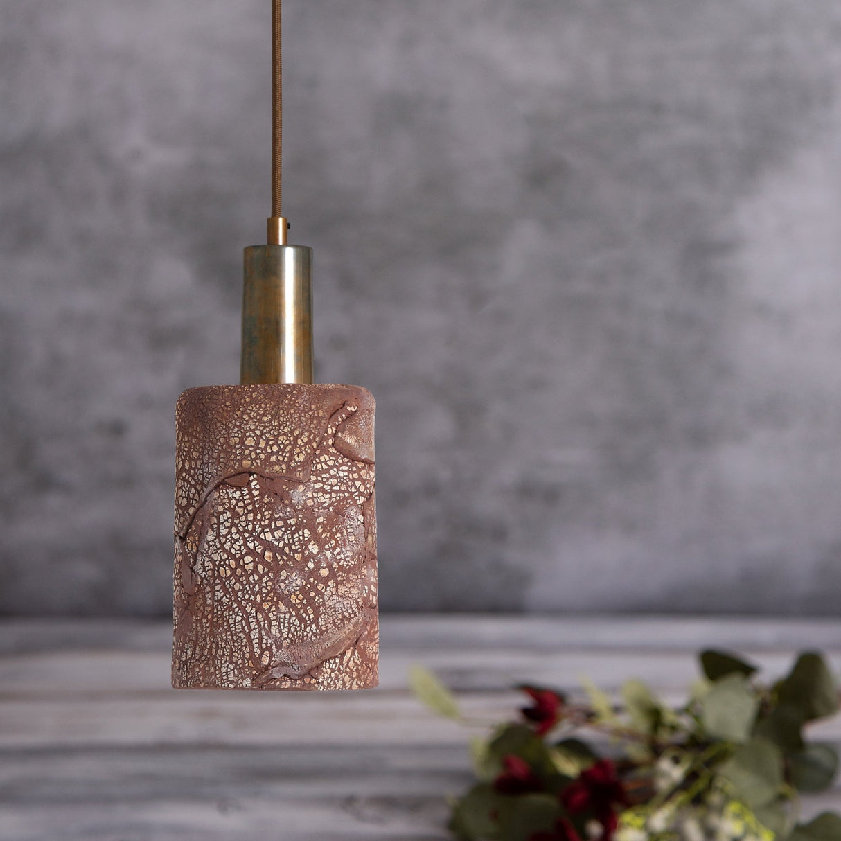 Senna Pendant - Rustic Red Iron with Antique Brass Accents