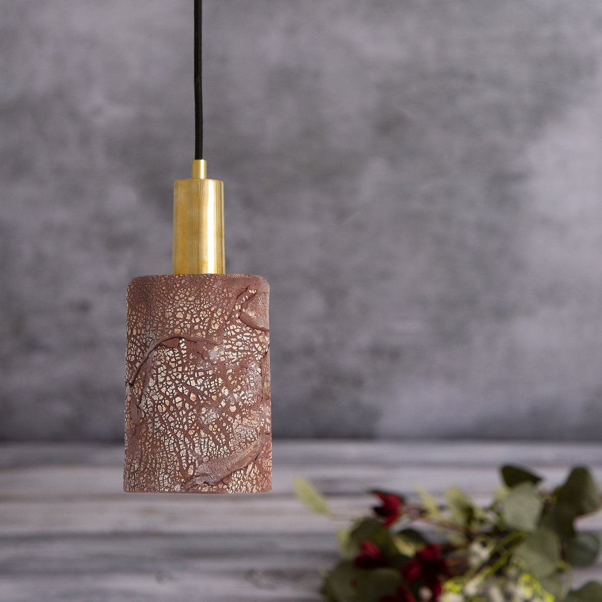 Senna Pendant - Rustic Red Iron with Antique Brass Accents