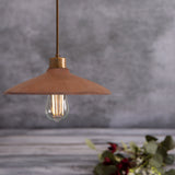 Pyrus Pendant - Textured Ceramic in Red Iron and Antique Brass