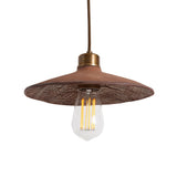 Pyrus Pendant - Textured Ceramic in Red Iron and Antique Brass