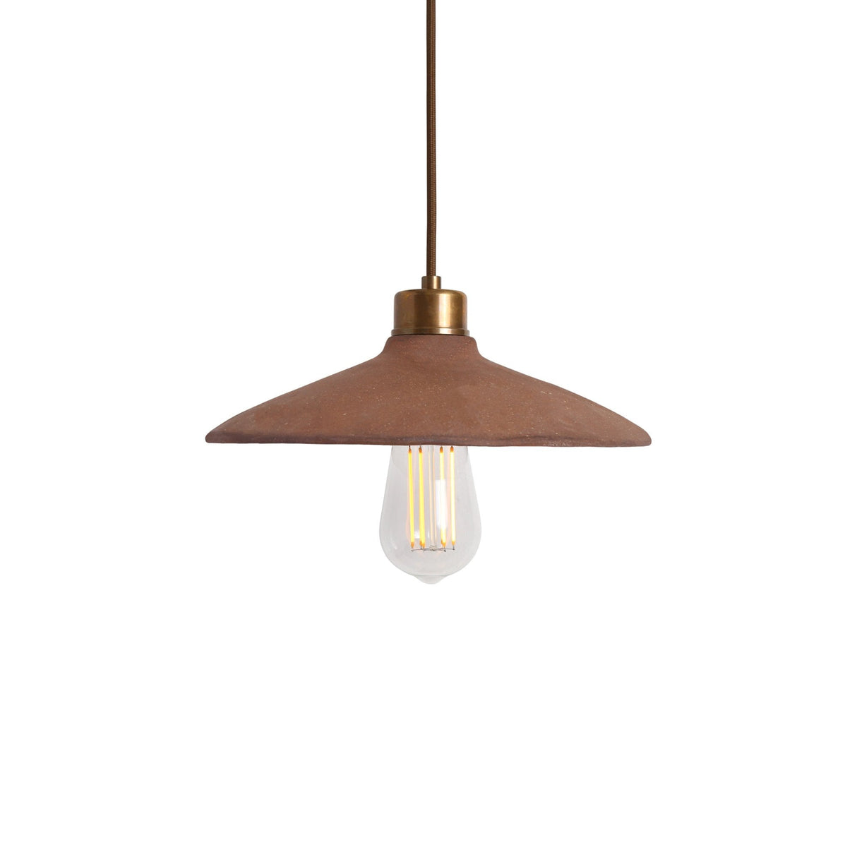 Pyrus Pendant - Textured Ceramic in Red Iron and Antique Brass