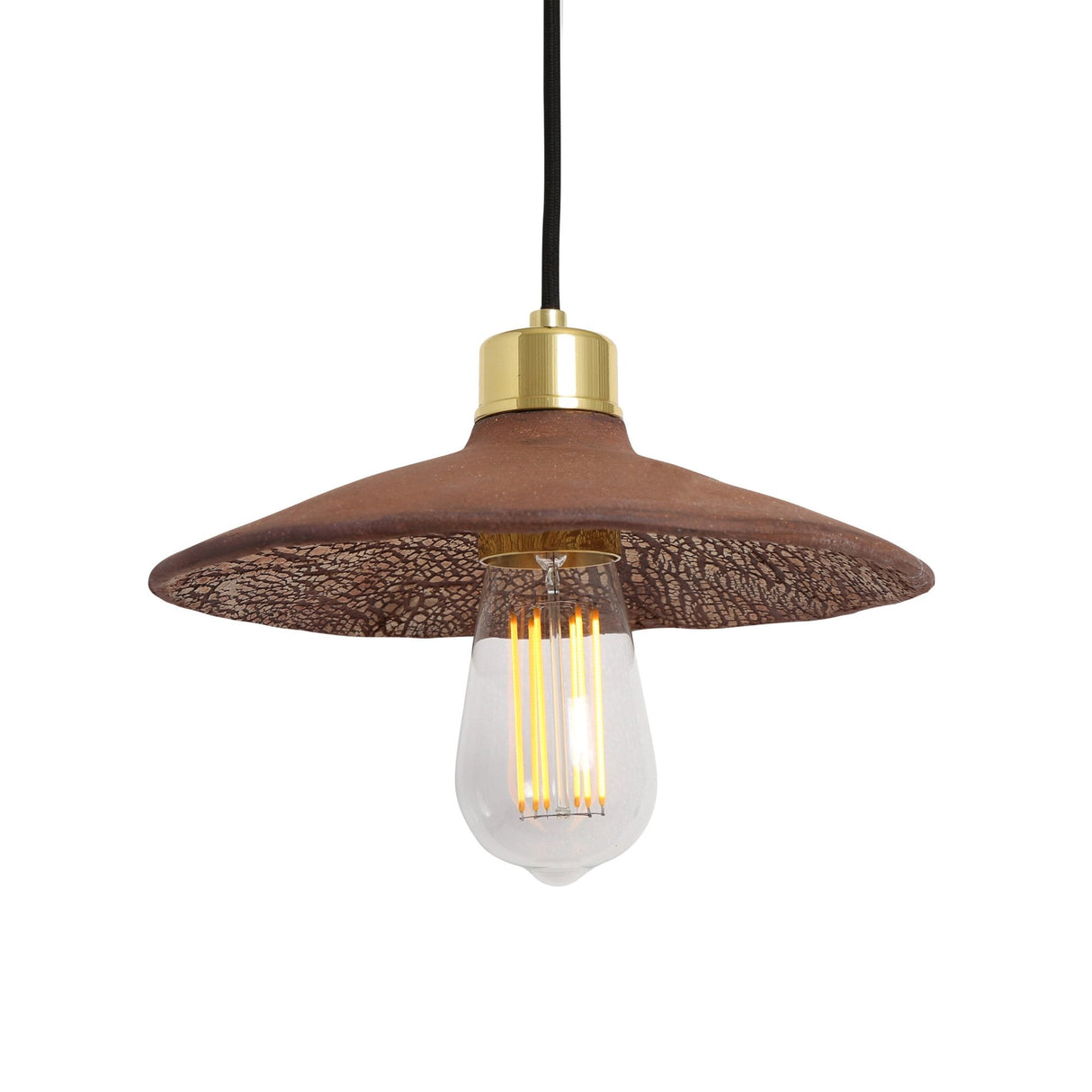 Pyrus Pendant - Textured Ceramic in Red Iron and Antique Brass
