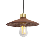 Pyrus Pendant - Textured Ceramic in Red Iron and Antique Brass