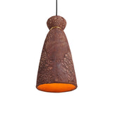 Pando Pendant - Textured Red Iron and Antique Brass