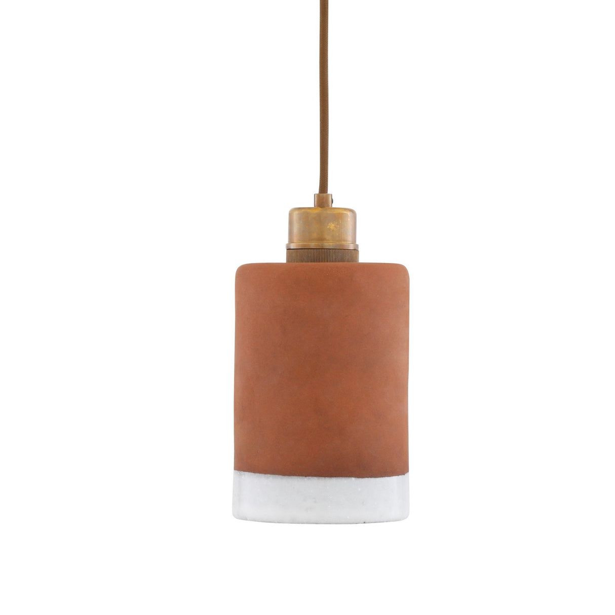 Antique Brass Rhus Pendant with Ceramic Shade