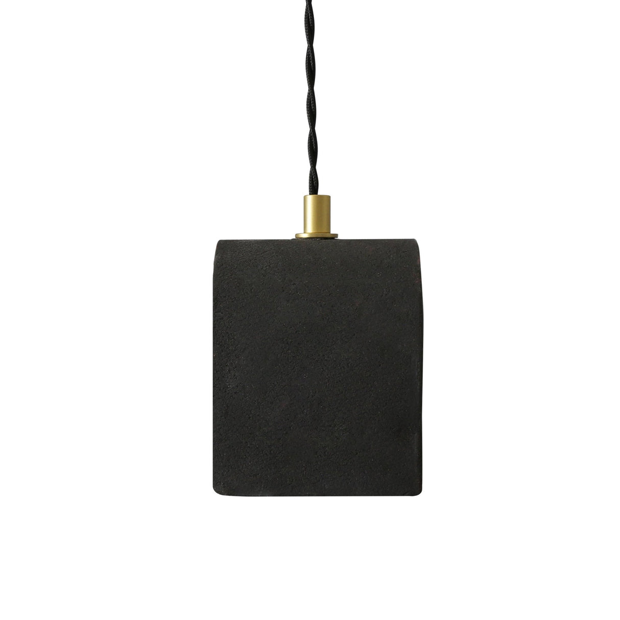 Tansy Pendant Light - Black Clay with Antique Brass Detailing