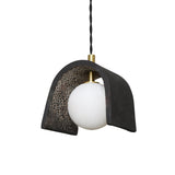 Tansy Pendant Light - Black Clay with Antique Brass Detailing