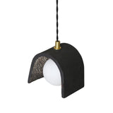 Tansy Pendant Light - Black Clay with Antique Brass Detailing