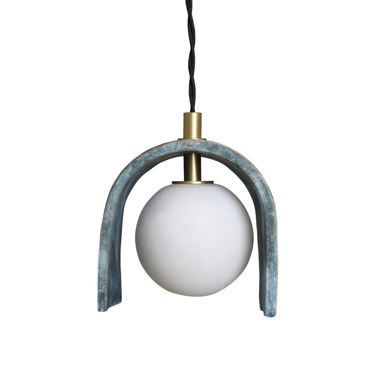 Tansy Pendant Light - Blue Earth Clay with Antique Brass Detailing
