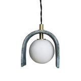 Tansy Pendant Light - Blue Earth Clay with Antique Brass Detailing