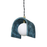 Tansy Pendant Light - Blue Earth Clay with Antique Brass Detailing