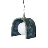 Tansy Pendant Light - Blue Earth Clay with Antique Brass Detailing