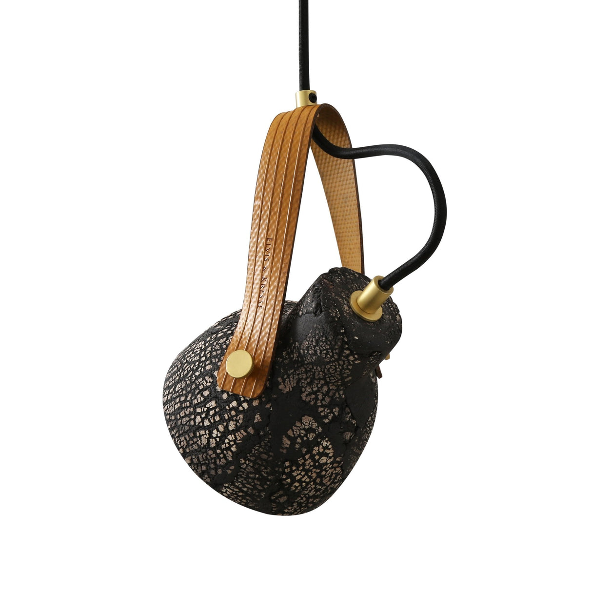 Pera Pendant Light - Eco-Friendly Ceramic, Antique Brass, Vibrant Red Cord