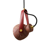 Red Ceramic Cone Pendant with Antique Brass Accents