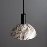 Kauri Marbled Ceramic Pendant Light with Antique Brass Finish