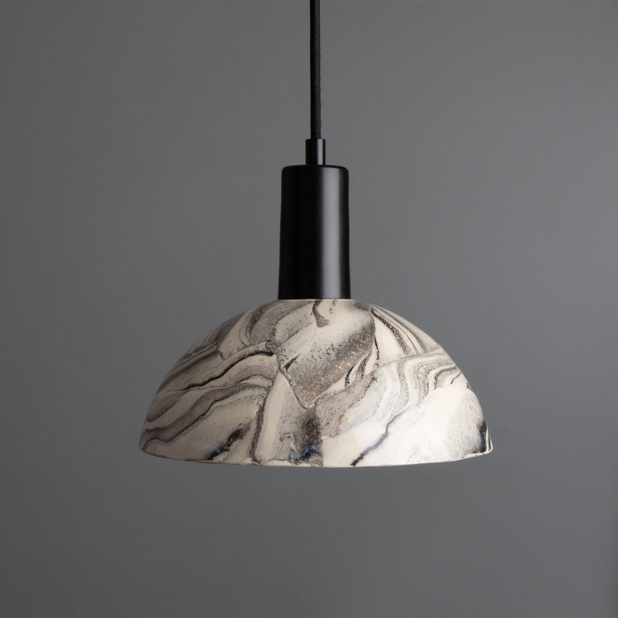 Kauri Marbled Ceramic Pendant Light with Antique Brass Finish
