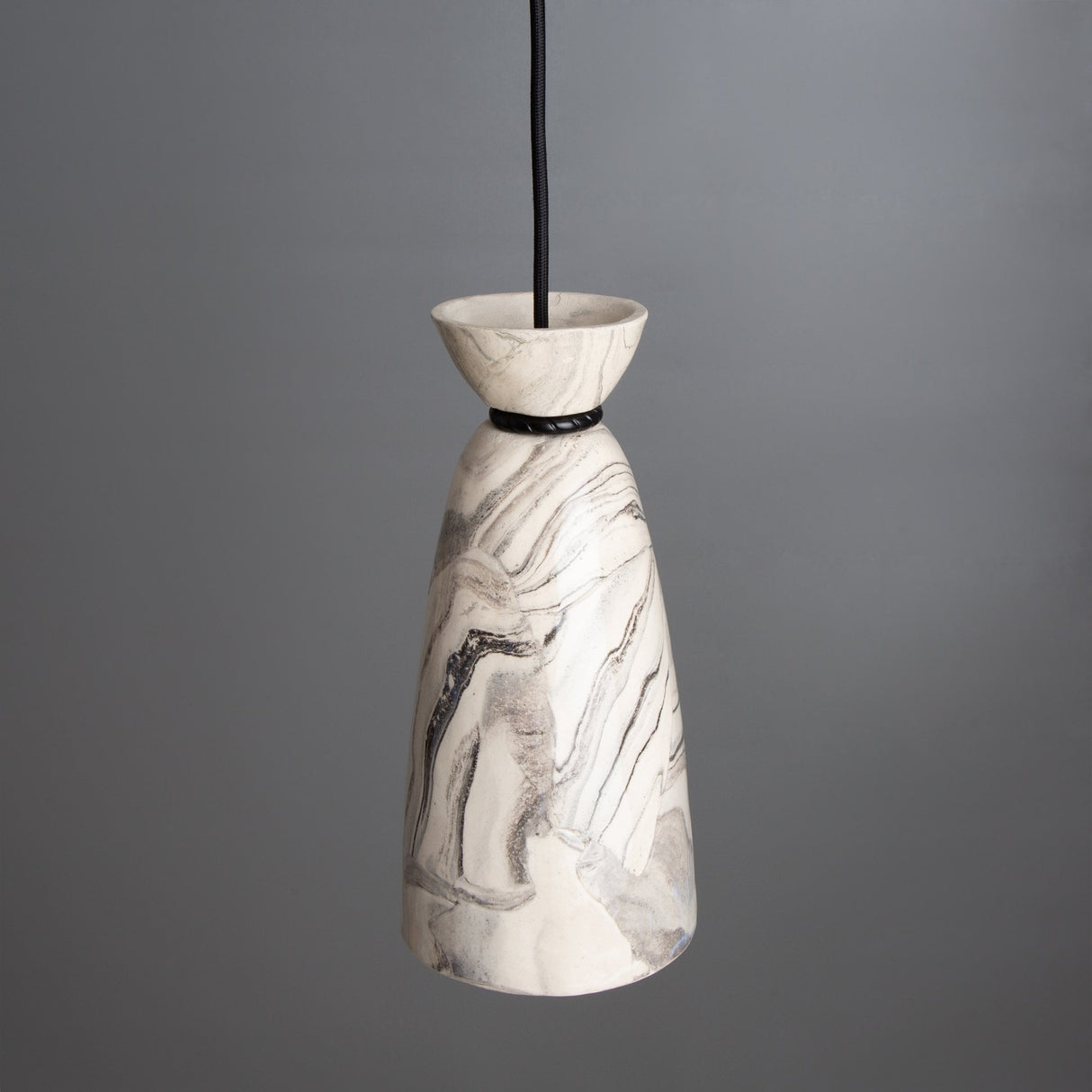 Marbled Elegance Pendant Light - Antique Brass Finish