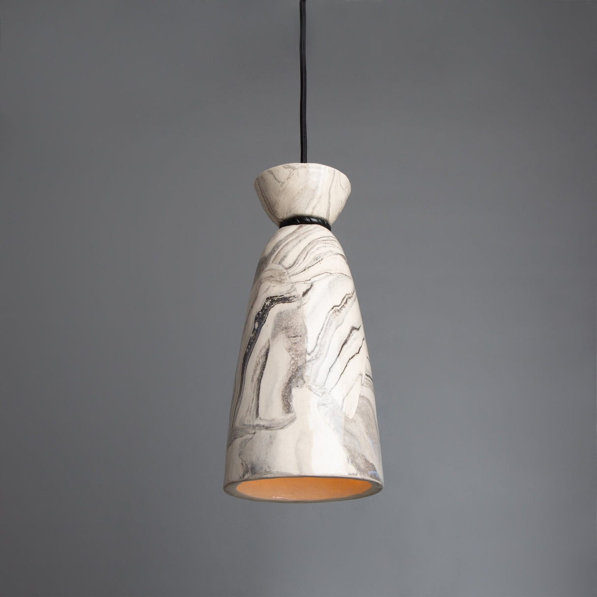 Marbled Elegance Pendant Light - Antique Brass Finish