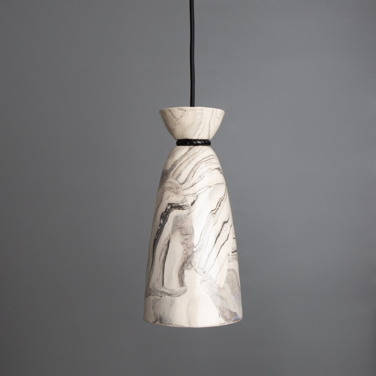 Marbled Elegance Pendant Light - Antique Brass Finish
