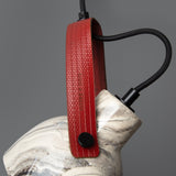 Pera Marbled Pendant with Antique Brass and Red Recycled Firehose Strap