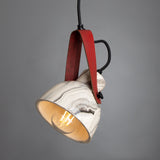 Pera Marbled Pendant with Antique Brass and Red Recycled Firehose Strap