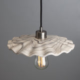 Marbled Ceramic Ripple Pendant in Antique Brass Finish