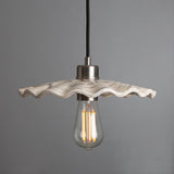 Marbled Ceramic Ripple Pendant in Antique Brass Finish